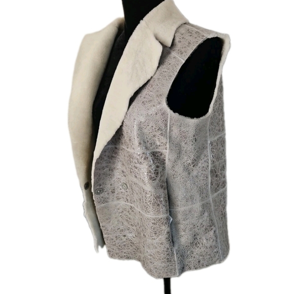 Fabiana Filippi Womens Green Gray Capo Reversible Shearling Designer Vest XXS - Picture 7 of 16